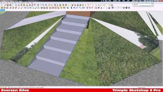 Escada em terreno com declive com Sketchup.