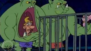 Cartoon - Ogre reveals Peasant in his belly