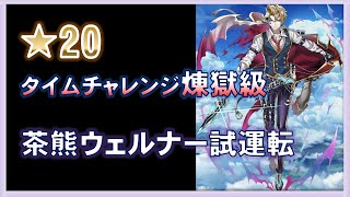 【白猫】 ★20 タイムチャレンジ 煉獄級 茶熊ウェルナー 試運転 ソロ