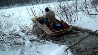 Frozen pond water exit testing.