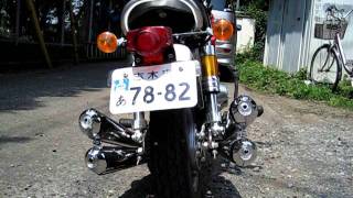 モンキー用カワサキZ1 Z2タイプ ４本メガホンマフラー取り付け車