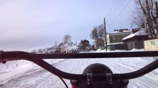 Самодельный снегоход-байк двухопорный с передней управляемой лыжей