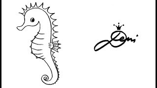 Seepferdchen schnell zeichnen lernen ♥ how to draw a seahorse ♥ как се рисува морско конче