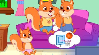 Famille d'Écureuil - Idée De Jouer Au Basket Animé 2022 en Français