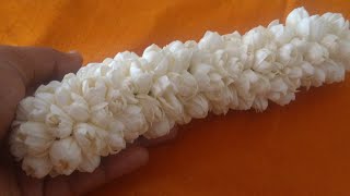 How to make jasmine flower garland/malli dindu/malligai poo malai kattuvadhu eppadi/string  Garland