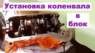 Установка коленвала (коренных вкладышей, полуколец, бугелей). Обтяжка динамо ключем.