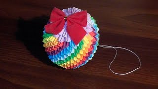 Модульное оригами Елочная игрушка радужный шар (мастер класс)