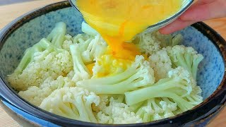 【小穎美食】早餐不吃油條了，花菜裡淋3個雞蛋簡單一做，5分鐘出鍋，比餡餅香