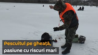 Zeci de pescari, pe gheața lacului Ghidighici