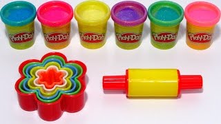 Учим цвета на английском с пластилином c блёстками Play-Doh Sparkle и формочками.