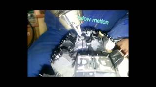 Шипование мотоциклетного колеса грузовым шипом. +slow motion (240fps)