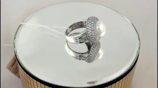 Серебряное кольцо 925 проба. Женское Кольцо Этуаль с вставкой белого жемчуга. 1635/9р