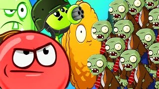 КРАСНЫЙ ШАР НАПАЛ НА ЗОМБИ ПРОТИВ РАСТЕНИЙ Яркокрасный Шарик Plants vs zombies Red Ball 4 Мультик .