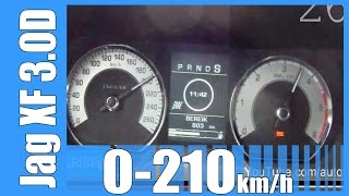 Jaguar XF 3.0D BiTurbo 0-210 km/h 240 HP GREAT! Acceleration Test Autobahn