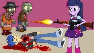 My Little Pony Equestria Girls Cartoon Zombie Apocalypse Twilight Sparkle And Her Rifle VS Zombies