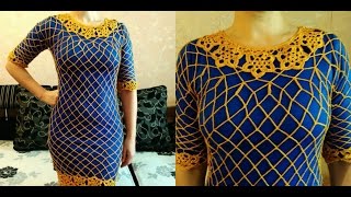 Как связать платье из цветочных мотивов. Crochet Dress.