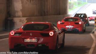 LOUD Ferrari Tunnel Sounds - 458 Italia vs 430 Scuderia & More