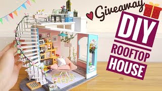 DIY Miniature Rooftop House [GIVEAWAY CONTEST] (Robotime Dora's Loft)