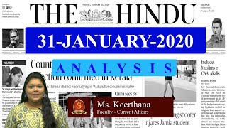 The Hindu Daily News Analysis | 31st January 2020 | Current Affairs -  UPSC Mains - Prelims 2020