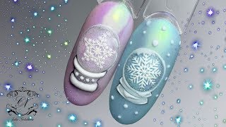НОВОГОДНИЙ ШАР с изюминкой внутри. Новогодний дизайн ногтей .