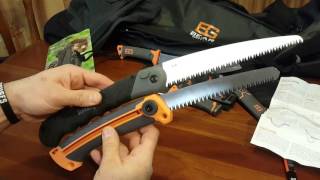 Bear Grylls Gerber sliding saw vs. Kershaw Taskmaster saw