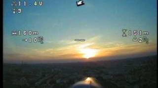 Hexacopter fpv high fly and crash in beautiful sunset