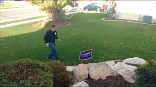 Electric Trap Donald Trump Sign! Hillary Clinton Supporter Gets Shocked Stealing Yard Sign