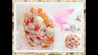 ?БУКЕТ ИЗ ЗЕФИРА, МАРМЕЛАДА И СУФЛЕ?Простой мастер класс? How to Make a Marshmallow Flower Bouquet