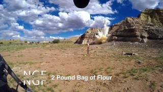 Tracking Point M600 5.56 Rifle vs Cheese Balls, Flour and Bowling Pin Launcher