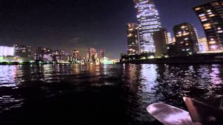 東京湾クルージング Tokyo bay cruise ship onboad front view twilight