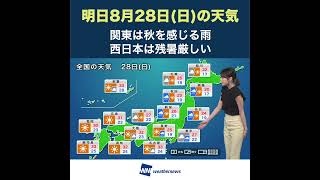 【夕方の1分天気】2022年8月28日(日)の天気予報 #shorts