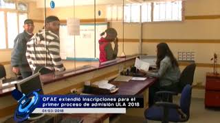 OFEA extendió inscripciones para el primer proceso de admisión ULA 2018