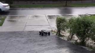 Traxxas Revo 3.3 driving and drifting in wet