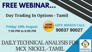 MCX NICKEL TRADING TECHNICAL ANALYSIS AUG 10 2018 IN TAMIL CHENNAI TAMIL NADU INDIA
