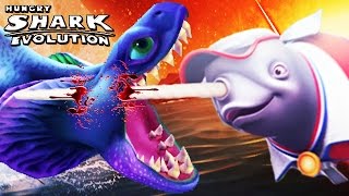 Hungry Shark Evolution - Natasha The Narwhal vs Enemy Alan DOW