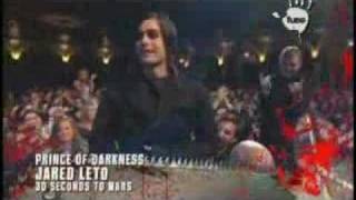 Jared Leto accepting prince of darkness award