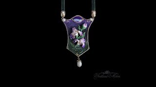 Кулон ручной работы из полимерной глины -Floral Grace — Ирисы