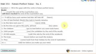 Interokul.com (Learn English Online): Unit 151 Future Perfect Tense exercise 1