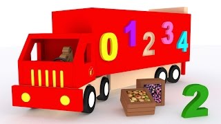 Números para niños en español. Aprender a contar del 1 al 10. Camiones dibujos animados para bebés