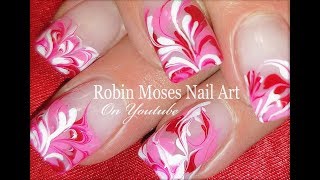 No Water Needed | Pink Dry Drag Marble Nail Art Design Tutorial