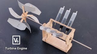 Making V6 Turbine Engine Using Syringe