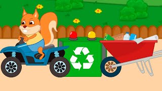 Famille d'Écureuil - Recyclage des déchets Animé 2023 en Français