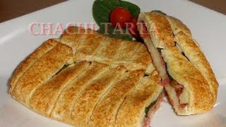 CHACHI-TARTA:  Pizza trenzada de jamón con tomate