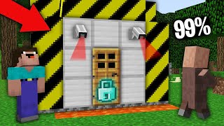 Minecraft NOOB vs PRO:99% VILLAGERS CANT OPEN SECRET DOOR WITH DIAMOND LOCK! Challenge 100% trolling
