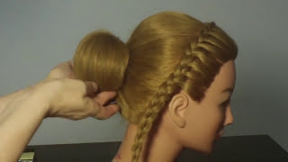 Вечерняя прическа с плетением. Prom wedding hairstyle for medium hair