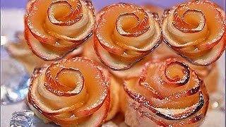 Розочки из слоёного теста с яблоком