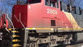 Beautiful Day! CN ET44AC 3078 Leads CN 406W By The Old Rothesay Station!