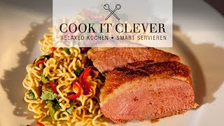 Rezept: Scharfe Entenbrust mit Mie-Nudeln