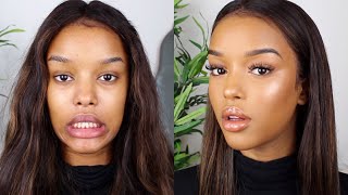 HAIR + MAKE UP GRWM! 'GLASS' DEWY MAKE UP LOOK | Only Bells
