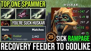 This is How TOP 1 Huskar Spammer Recover From Feeder to Godlike + Sick RAMPAGE with 2x Halberd DotA2